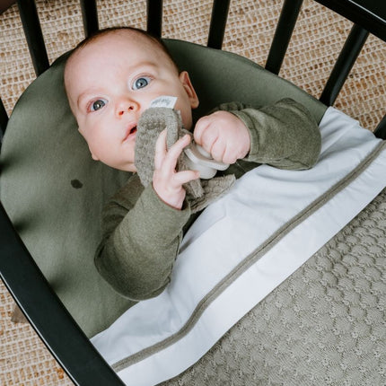 Baby's Only Drap de lit tricoté passepoil urbain vert/blanc