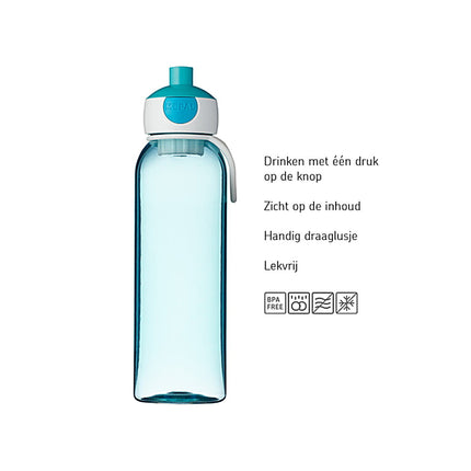 Mepal Waterfles Kind Pop-Up Campus 500ml Turquoise