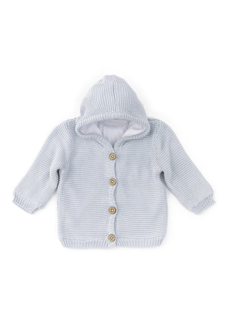 Bamboom Baby Vestje Gebreid Met Capuchon Licht Blauw