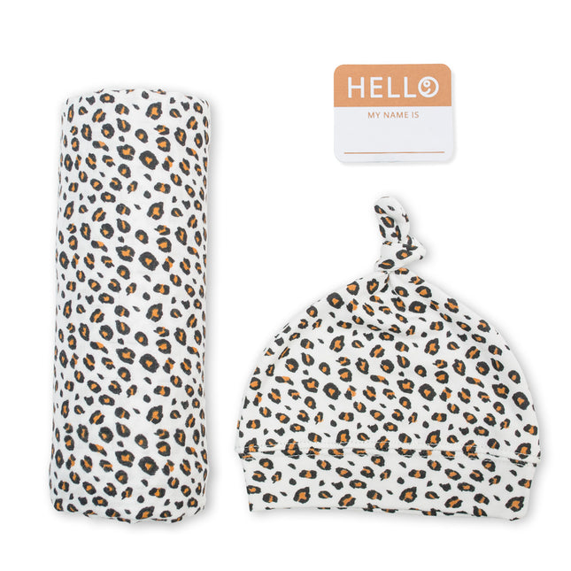 Lulujo Hydrofiele Doek Met Muts En Sticker Leopard