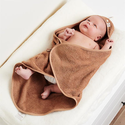 Noppies Badcape Baby Pasgeboren Clover Badstof Indian Tan