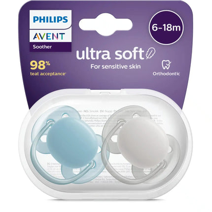 Philips Avent Fopspeen +6 Maanden Soft Blauw/Grijs