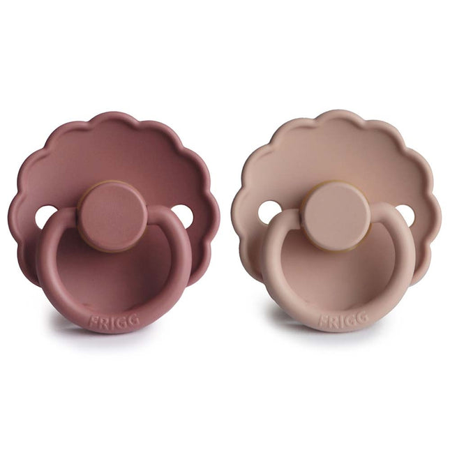 Frigg Speen Maat 1 Daisy Baby Blush/Woodch Silicone 2-Pack