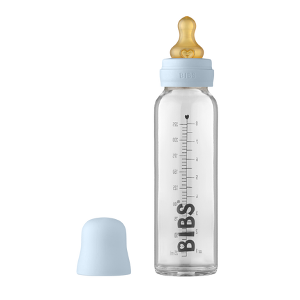 BIBS Babyfles Glas 225ml Baby Blue