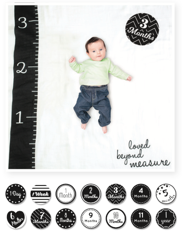 Lulujo Baby's First Year swaddle & cards set 100% katoen Loved beyond measure