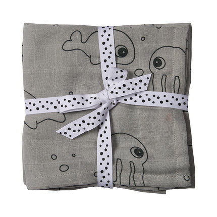 Done by Deer Hydrofiele Doek Sea Friends Grey 2st