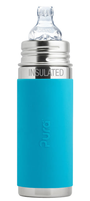Pura Thermos Flask Spouted Stainless Steel 260Ml Set Blue 4 piece
