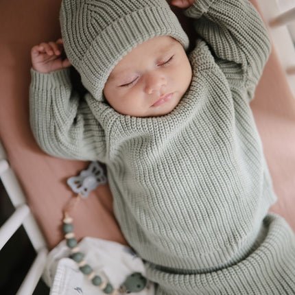 Mushie Baby Sweater Chunky Knit Light Mint