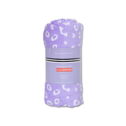 Swim Essentials Lilac Leopard Luxe Poncho Offwhite Serviette éponge 100% coton