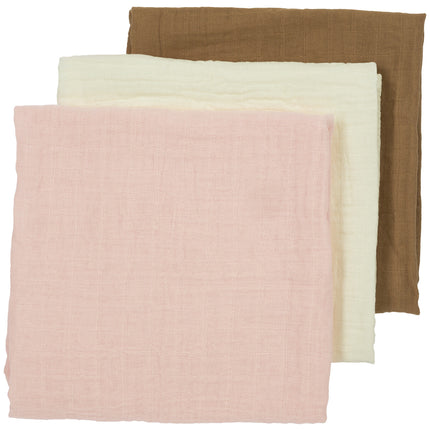 Meyco Hydrofiele Doek 3St Offwhite/ Soft Pink /Toffee