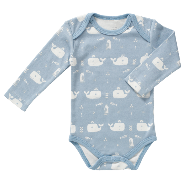 Fresk Romper Lange Mouw Whale Blue Fog