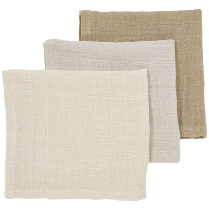 Meyco Monddoekje 3-Pack Soft Sand/Greige/Taupe 30X30cm