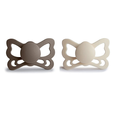 Frigg Speen Maat 2 Butterfly Portobello/Cream Silicone 2St - Frigg - Babywinkel - 5715239030296